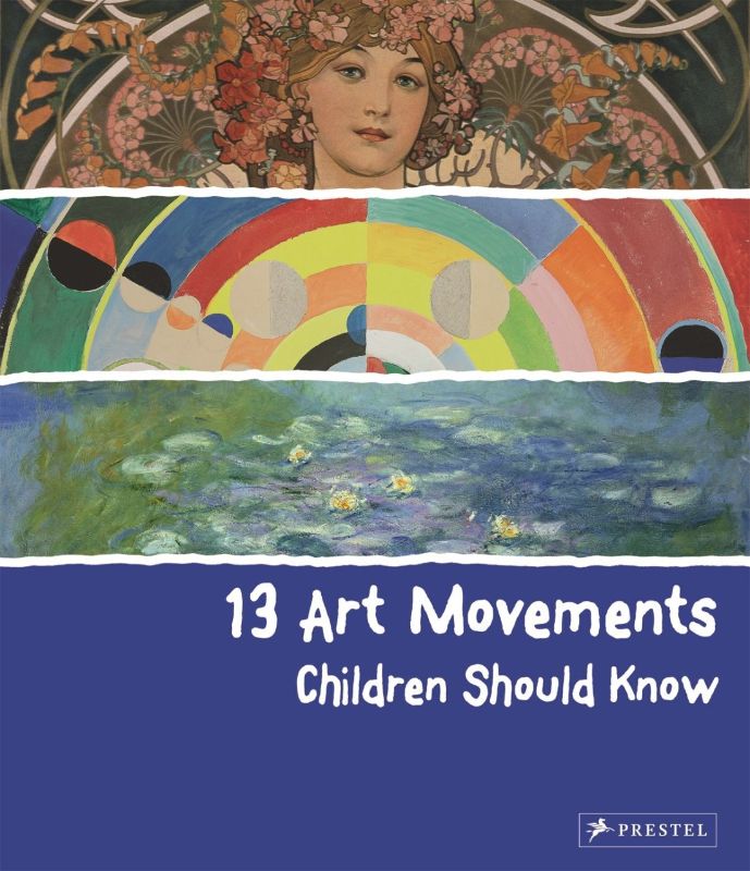 Colorful hardback book introducing kids to 13 art movements, featuring vibrant illustrations and creative project ideas.
