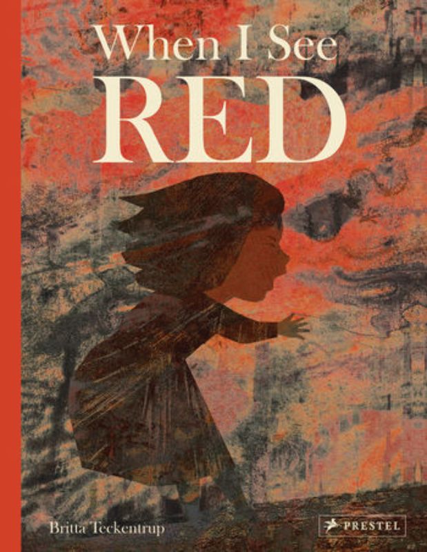 A hardback book cover featuring bold illustrations depicting a girl's journey through anger and emotional storms.