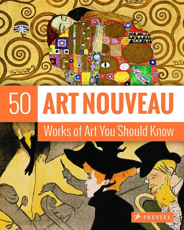 Art Nouveau book featuring 50 key artworks highlighting nature-inspired creativity and artistic innovations.