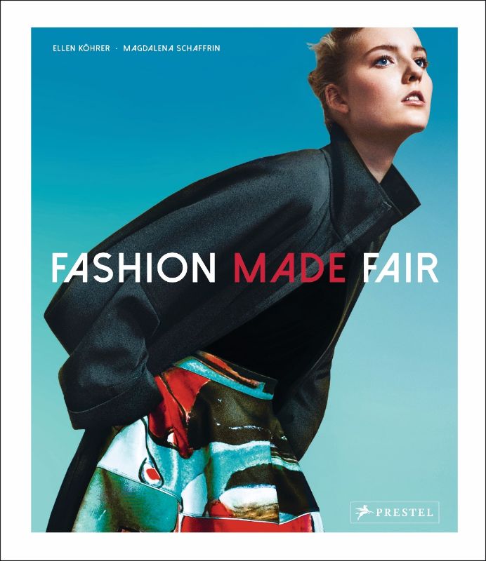 Hardback book 'Fashion Made Fair' showcasing sustainable fashion with illustrations, interviews, and eco-friendly designer profiles.