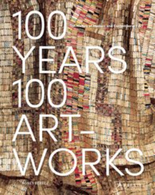 A hardback book titled '100 Years 100 Artworks' showcasing significant artworks from the last century's modern art history.