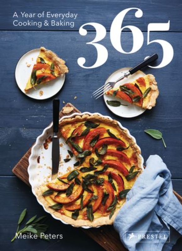 A beautifully bound hardback cookbook featuring 365 seasonal recipes for everyday cooking and baking.