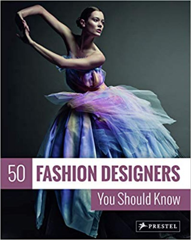 A vibrant guidebook featuring 50 influential fashion designers, showcasing iconic creations and their impact on style.