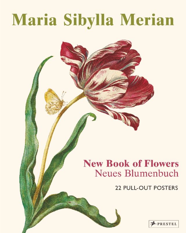 Pull-out posters showcasing vibrant botanical illustrations by Maria Sibylla Merian, blending art and nature's beauty.