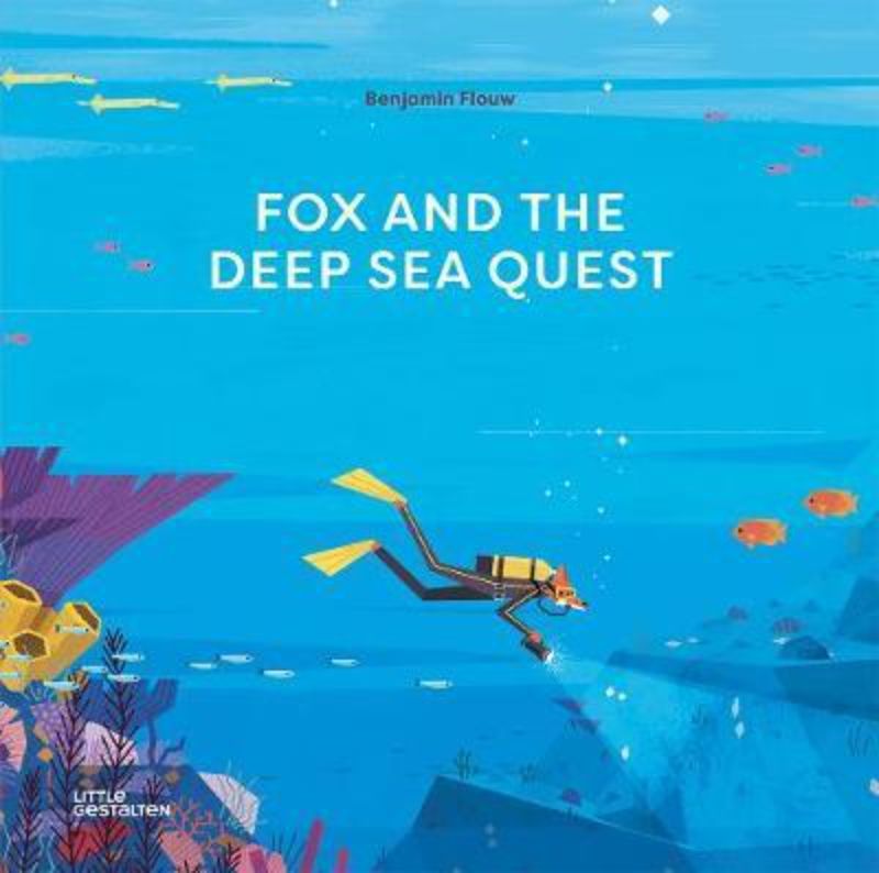 Illustrated hardback children's book featuring Fox and Wolf on an underwater adventure to explore marine life and teamwork.