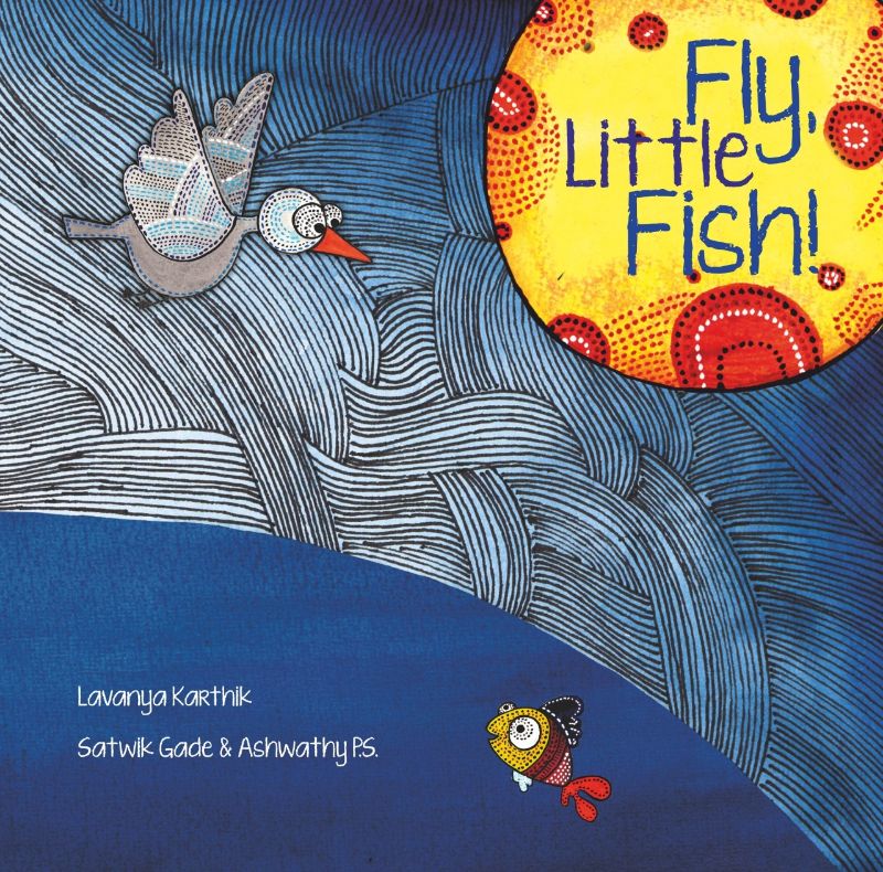 Cover of 'Fly Little Fish', a charming illustrated hardback book about a fish dreaming to fly.