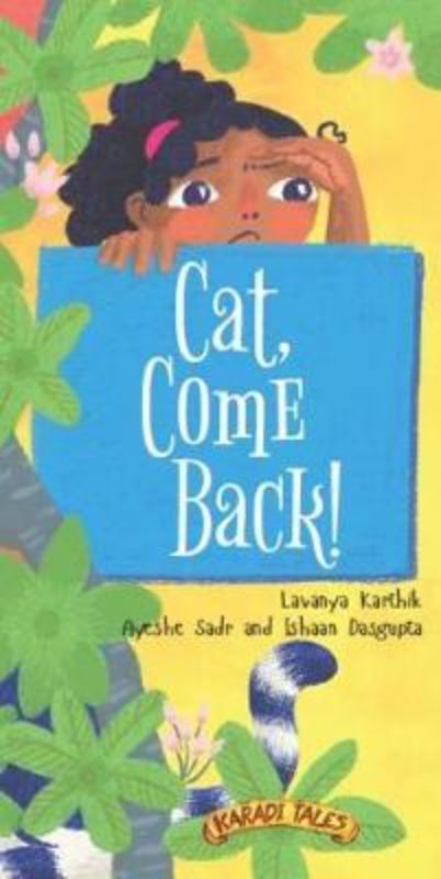 Hardcover children's book 'Cat, Come Back!' features a cheeky cat's global adventures with vibrant accordion-style illustrations.