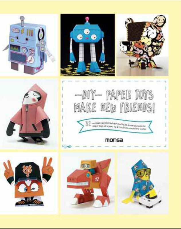 Create vibrant 3D paper toys with 32 unique templates in this engaging DIY crafting book for all ages.