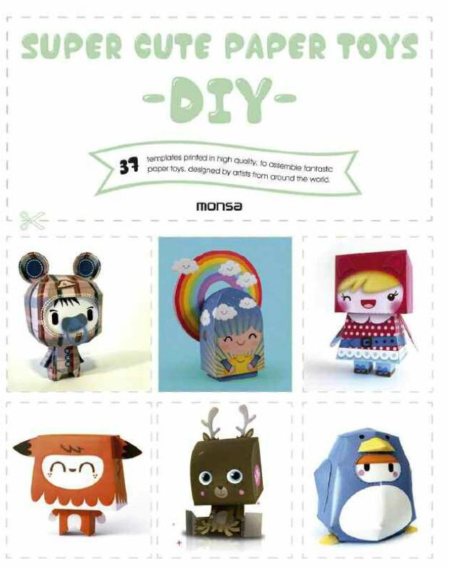 DIY kit for 37 cute paper toy templates on high-quality paper, great for creative fun for all ages.