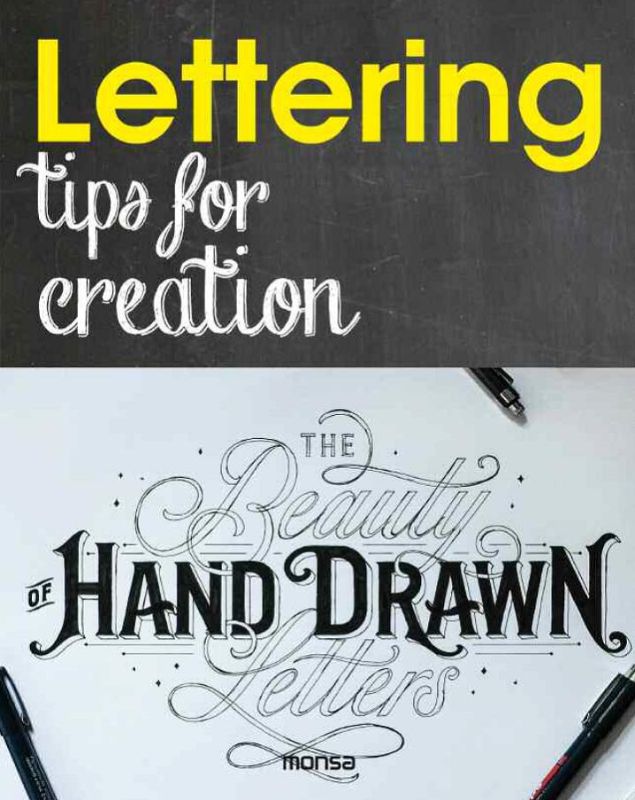 Hardback book 'Lettering - Tips for Creation' featuring expert insights and styles for hand-lettering enthusiasts.