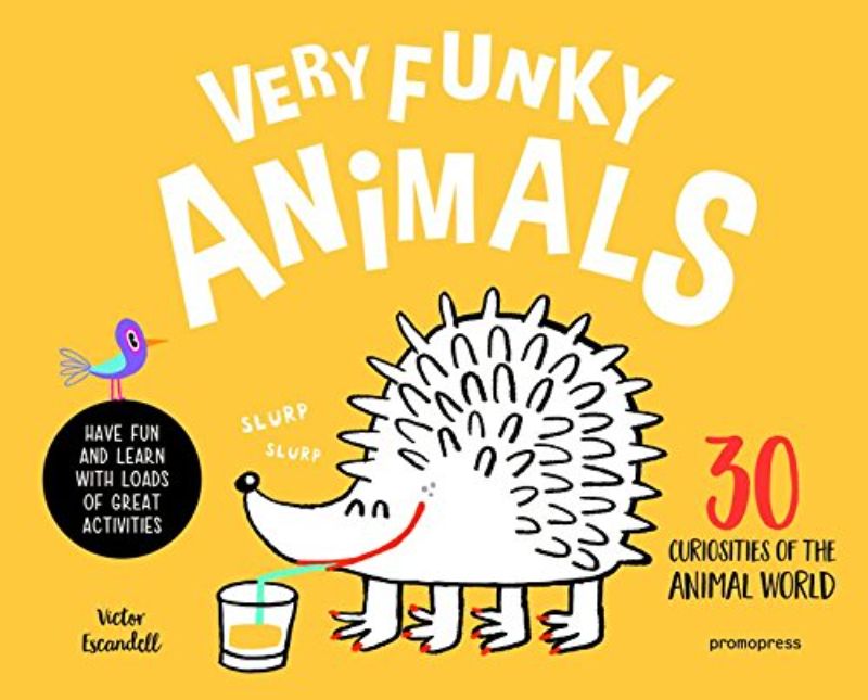 Engaging activity book 'Very Funky Animals' with quirky illustrations for kids to draw, color, and learn about wildlife.