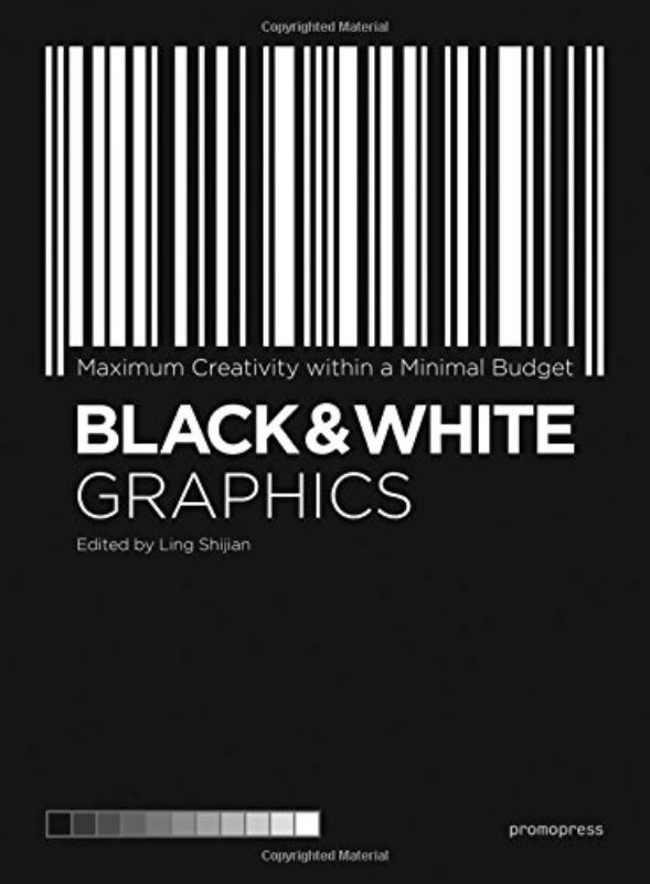 A striking paperback showcasing black and white graphic design inspiration, featuring 240 pages of monochrome artistry.
