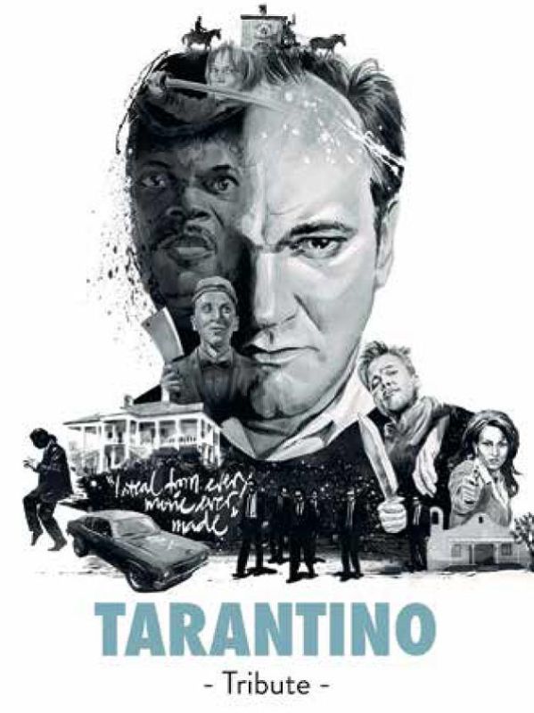 Hardback book celebrating Quentin Tarantino with fan art and anecdotes from 31 international artists.