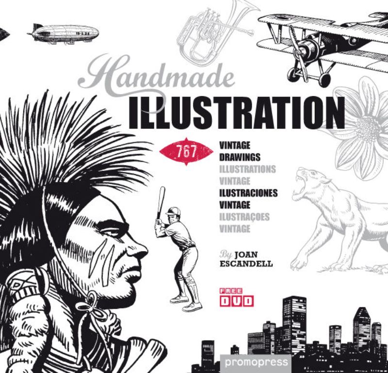 Captivating Handmade Illustration book featuring 747 intricate pen and ink artworks by Joan Escandell, blending classic and modern styles.