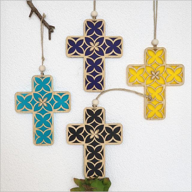 Hanging Ornament - Cross 13 Tapa 1 (Black Satin Acrylic)