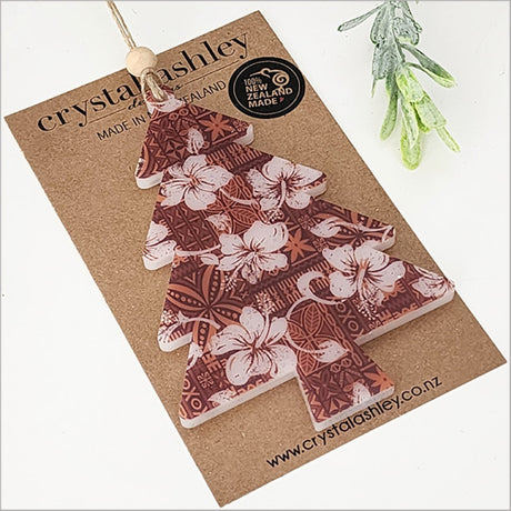 Elegant 6mm satin acrylic hanging ornament shaped like a tree, perfect for festive decor and easy to send as gifts.