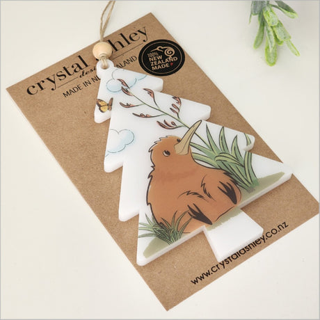 Elegant 6mm satin acrylic ornament shaped like a tree, ready to hang and perfect for festive decor or gifting.