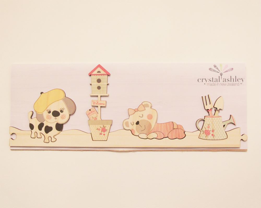 Little Girl Jigsaw Strip wall art featuring customizable puzzle pieces for a whimsical bedroom or play area decor.