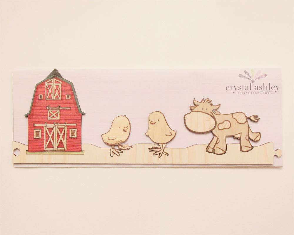 Colorful farm-themed jigsaw strip wall art, customizable for child's room, enhancing creativity and decor.
