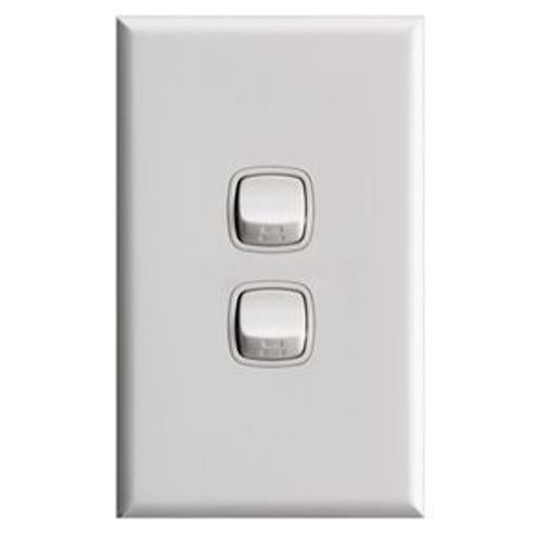 Excel Vertical Rocker Switch 2 Gang White