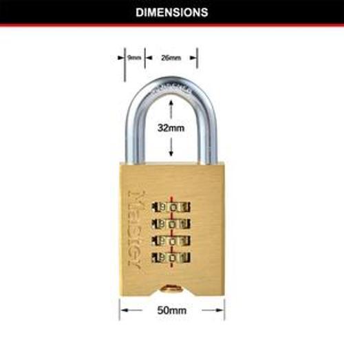 Padlock Combination Reset 50mm Solid Brass