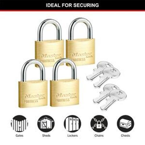 Fortress Keyed Padlock Solid Brass 40mm 4 Packet