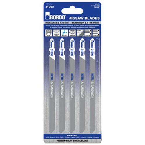 132mm Jig Saw Blade T-Shank Medium Straight Cut Bi-Metal 5 Pack