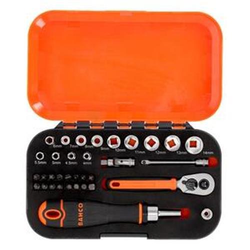 Socket Set Kit 1/4 inch Orange White 34piece