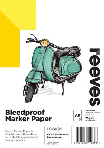 Reeves Bleedproof Paper Pad 75gsm 50sht A4