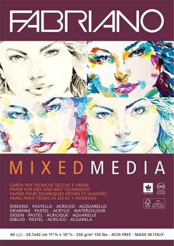 Fabriano Mixed Media Paper Pad 250gsm A4 40 Sheets