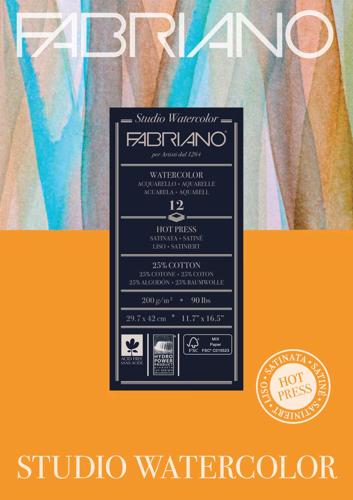 Fabriano Studio Watercolour Pads Hot Pressed 200gsm A3 FSC MIX CREDIT