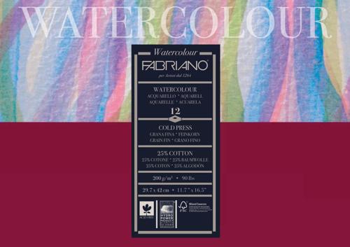 Fabriano Studio Watercolour Pads Cold Pressed 200gsm A3 FSC MIX CREDIT