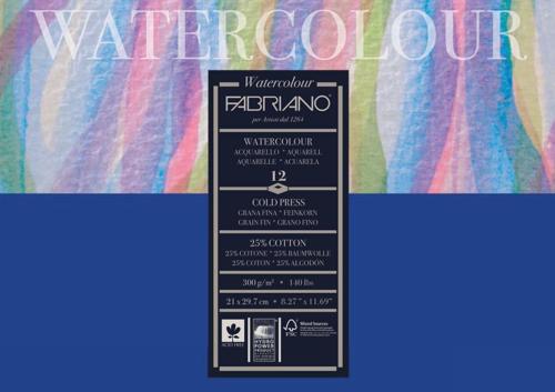 Fabriano Studio Watercolour Pads Cold Pressed 300gsm A3 12 Sheets FSC MIX CREDIT
