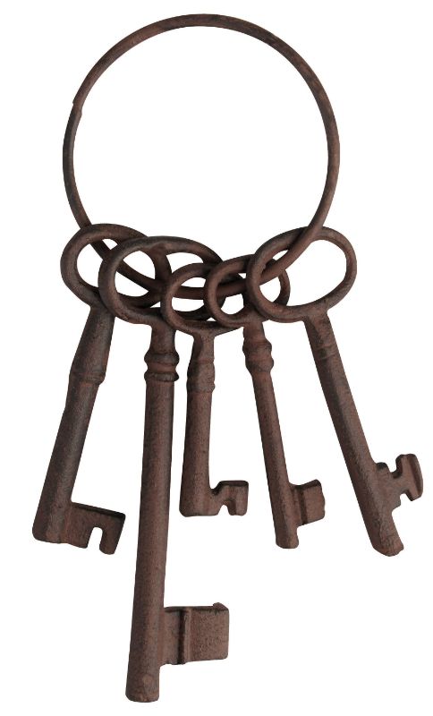Cast Iron Key Ring - 5Pc (9 x 4 x 23cm)