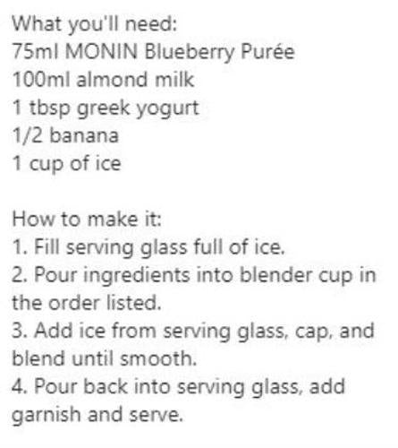 Blueberry Fruit Puree Monin 1L