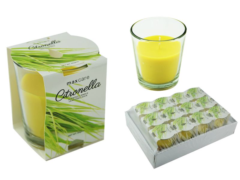 Scented Candle in Glass Tumbler - Max Care 85gms Citronella (12 Units)
