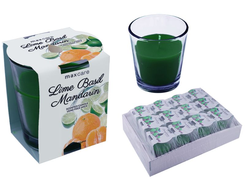 Scented Candle in Tumbler - Max Care 85gms Lime Basil Mandarin (12 Units)
