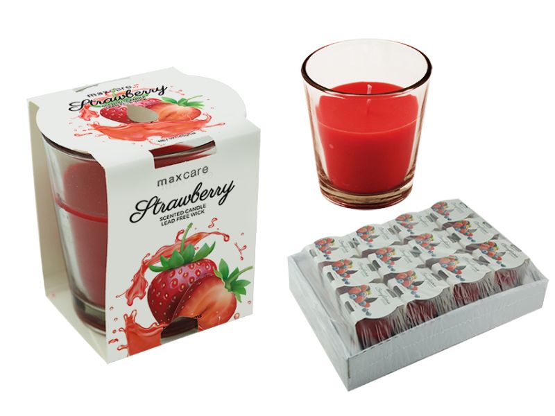 Scented Candle in Tumbler - Max Care 85gms Strawberry (12 Units)