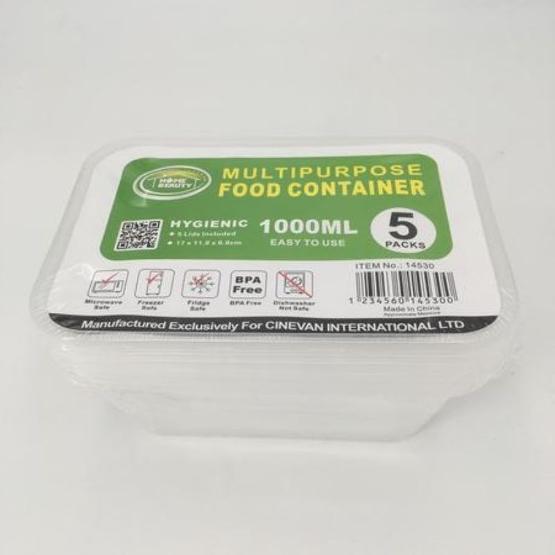 Plastic Food Container - /1000ml/17CM - 60 units