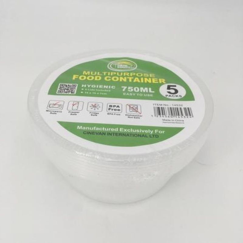 Plastic Food Container - 15CM - 60 units