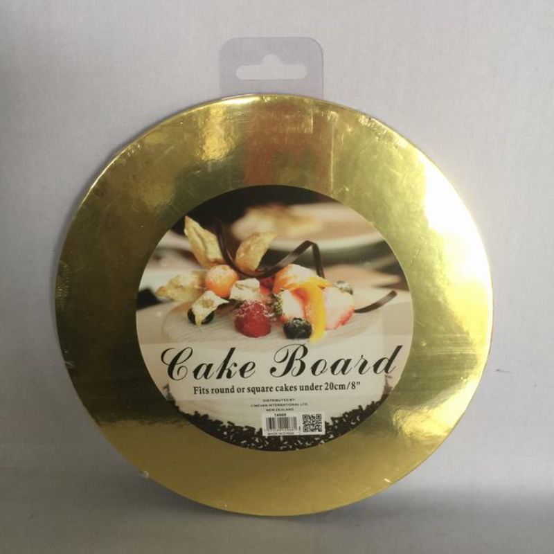 Cake Board - Round Gold 20cm (30pcs)