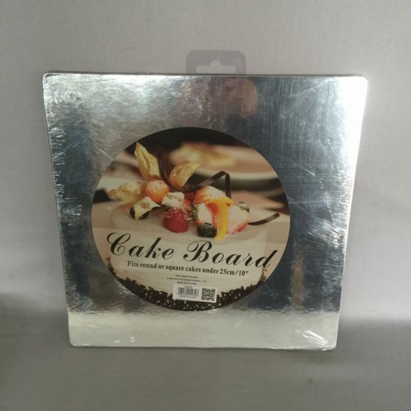 Cake Board - Square Silver 25cm (20pcs)