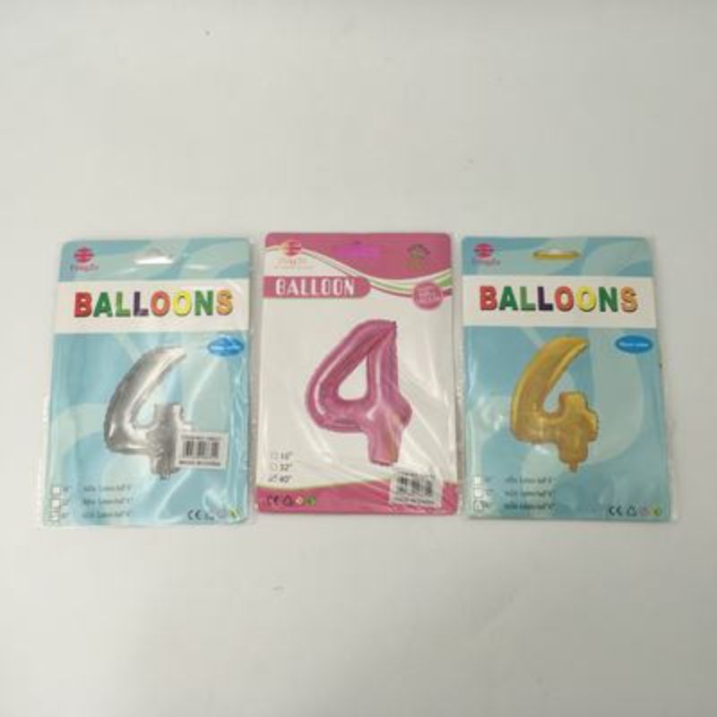 Balloons - Number 4 Assorted 102cm (Set of 10)