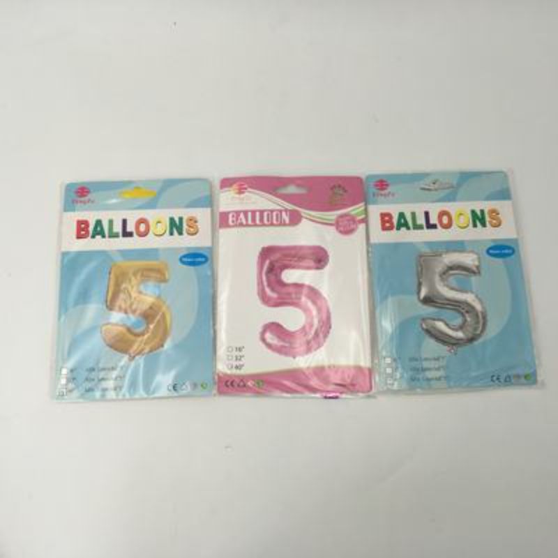 Balloons - Number 5 Assorted 102cm (Set of 10)