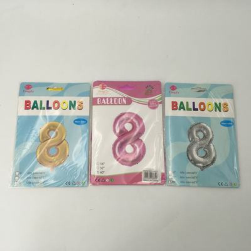 Balloons - Number 8 Assorted 102cm (Set of 10)