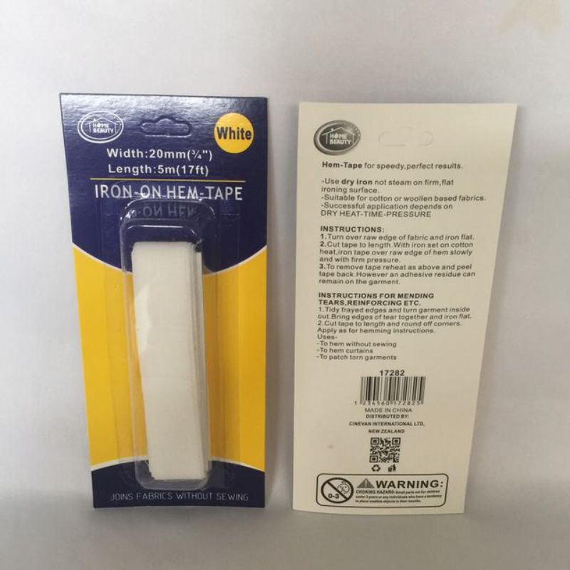 Iron on Hem Tape - White 5m (6 Packs)