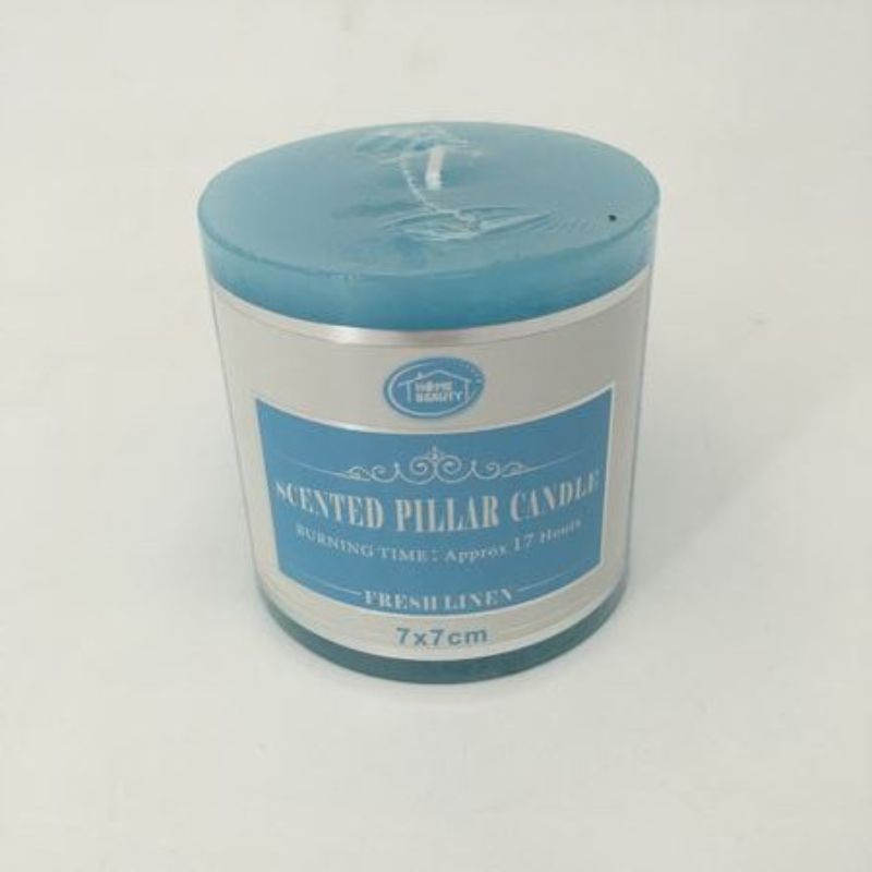 PILLAR CANDLE - Colour FRESH LINEN 7 x 7CM (Set of 12)