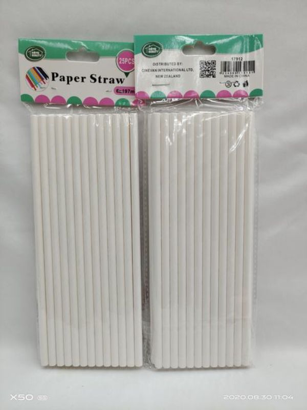 Paper Drink Straws - White (300pcs)