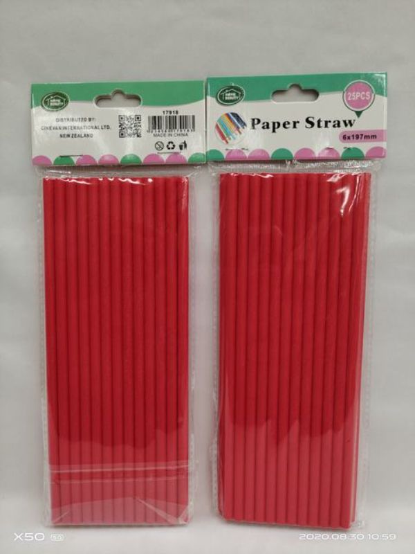Paper Drink Straws - Red (300pcs)