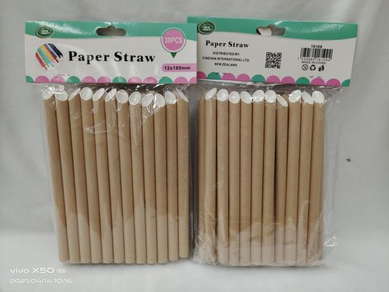 Paper Straws - Natural 12 x 195mm (180pcs)